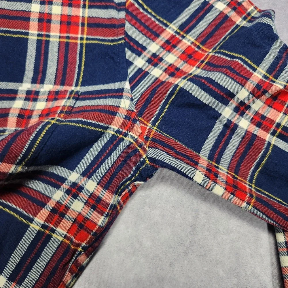 J Crew Slim Flannel Shirt Mens Medium Blue Red Yellow Plaid Long Sleeve BU180‎